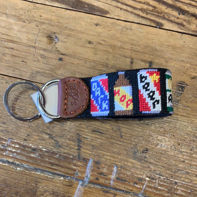Beer Cans Needlepoint Key Fob