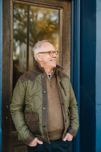 Patterned Quilted Jacket with Leather Detail