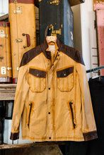 Load image into Gallery viewer, Wheat Cotton Jacket with Quilted Leather Shoulders