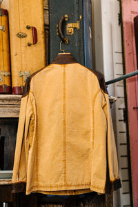 Wheat Cotton Jacket with Quilted Leather Shoulders