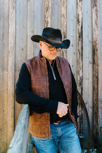 Leather Vest with Stitch Details (Two Colors)