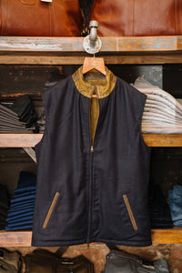 Trimmed Leather Diamond Quilt Vest (Reversible)