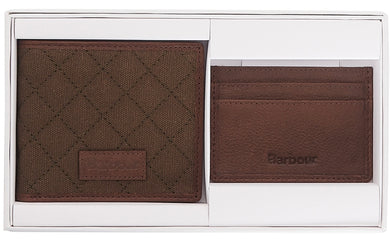 Barbour Quilted Padbury Wallet and Card Holder Gift Set