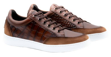 Carson Alligator Grain Sneakers (Pecan)