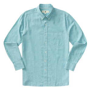Linen Cotton Oxford Sport Shirt (Wallace Solid - Marine Blue)