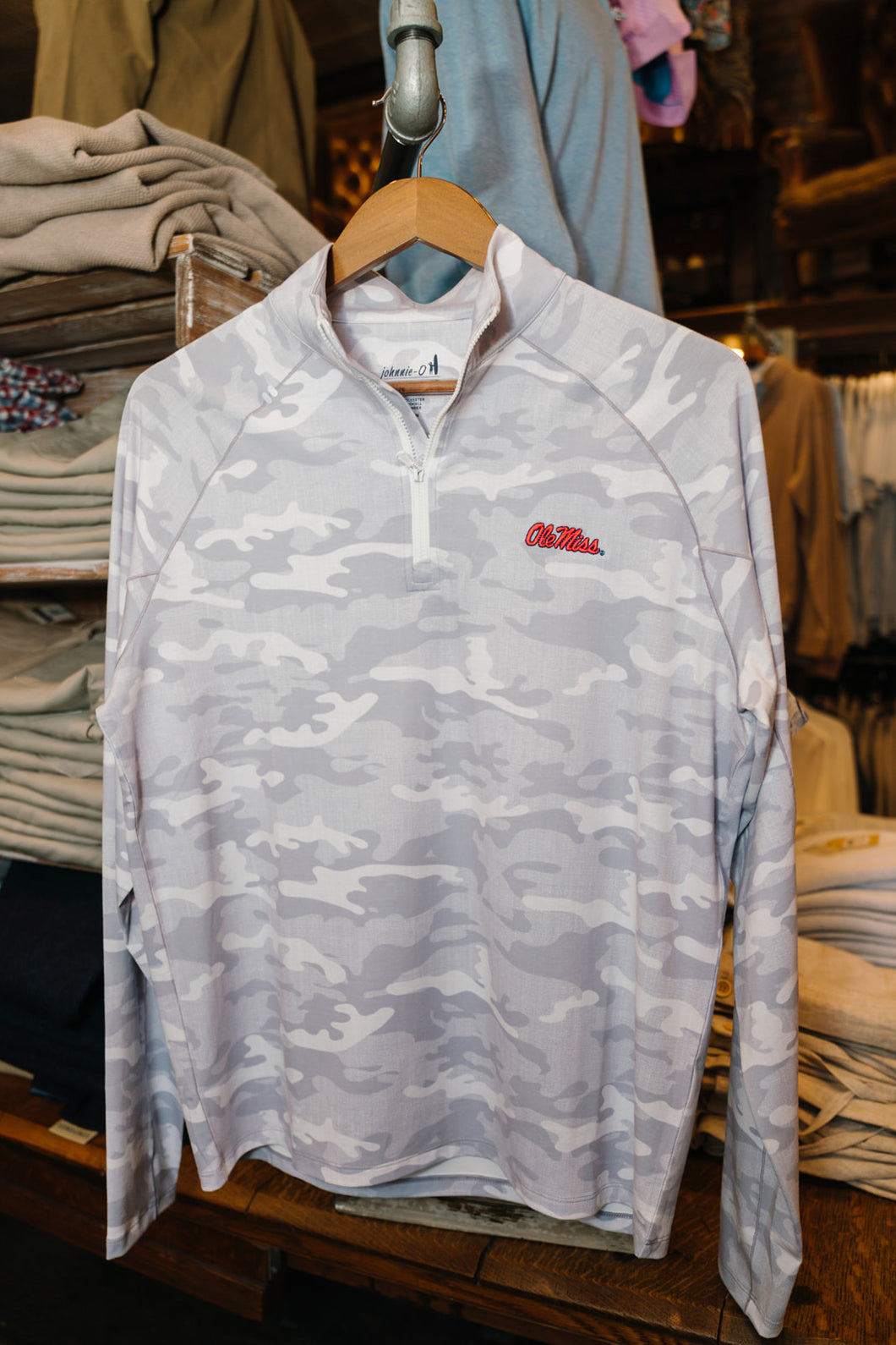 Ole Miss Patton Performance Camo ¼ Zip Pullover (White)