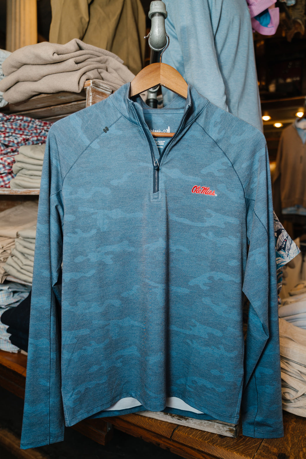 Ole Miss Patton Performance Camo ¼ Zip Pullover (Navy)