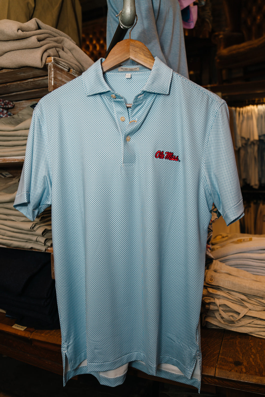 Ole Miss Phoenix Performance Jersey Polo (White/Sailor Blue)