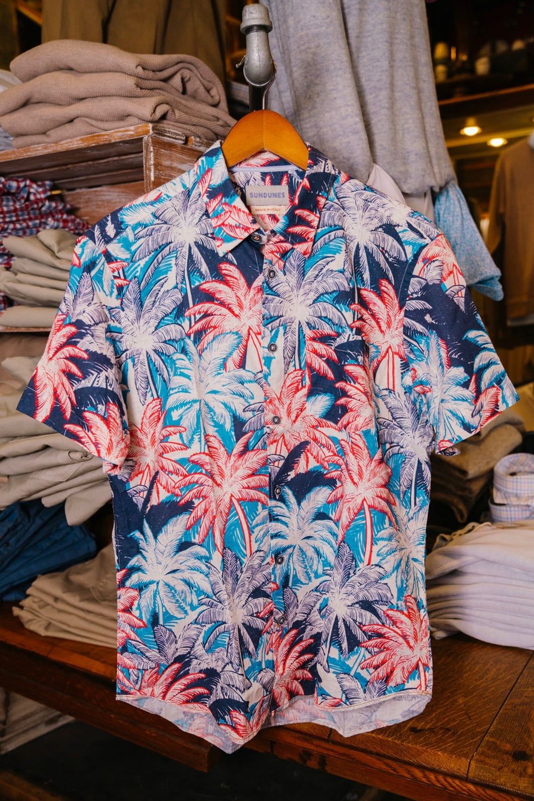 Sundunes Hotty Toddy Palms Short Sleeve Button Down