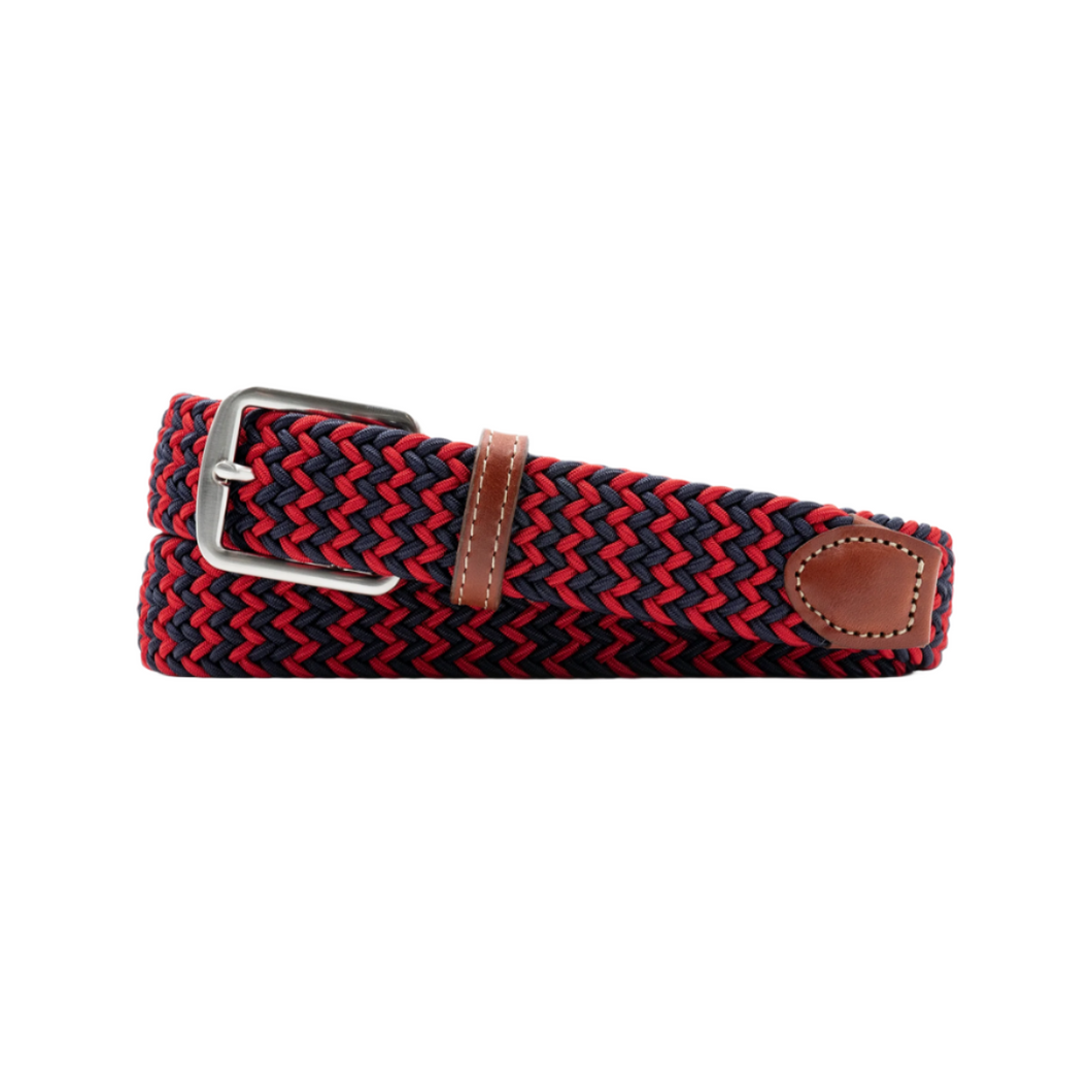 Collegiate Newport Woven Italian Rayon Elastic Belt (Navy/Red)