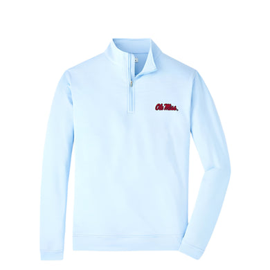 Ole Miss Pinstripe Performance Pullover (Cottage Blue/White)