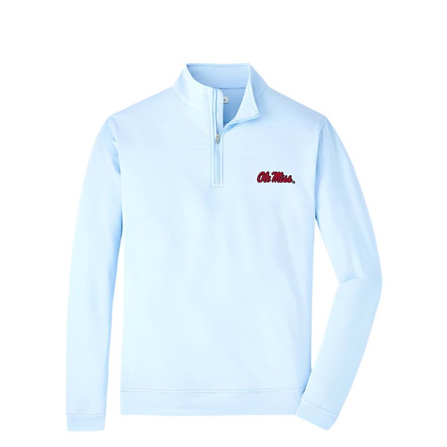 Ole Miss Pinstripe Performance Pullover (Cottage Blue/White)