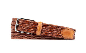 Lexington Braided Leather Stretch Belt (Saddle Tan)