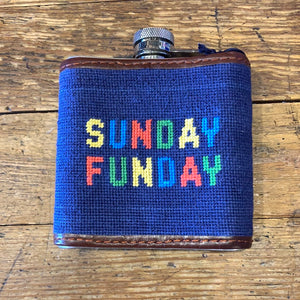 Sunday Funday Needlepoint Flask